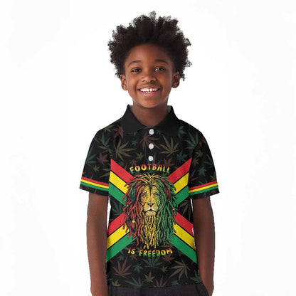 Legend Reggae Marley Football Kid Polo Shirt Rasta Lion