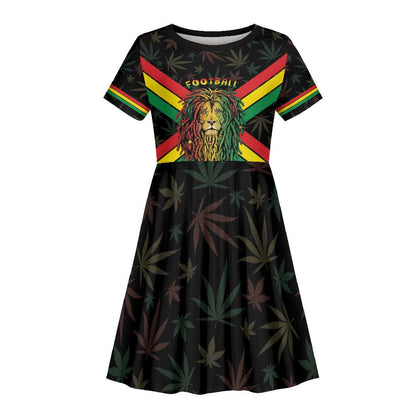 Legend Reggae Marley Football Kid Short Sleeve Dress Rasta Lion