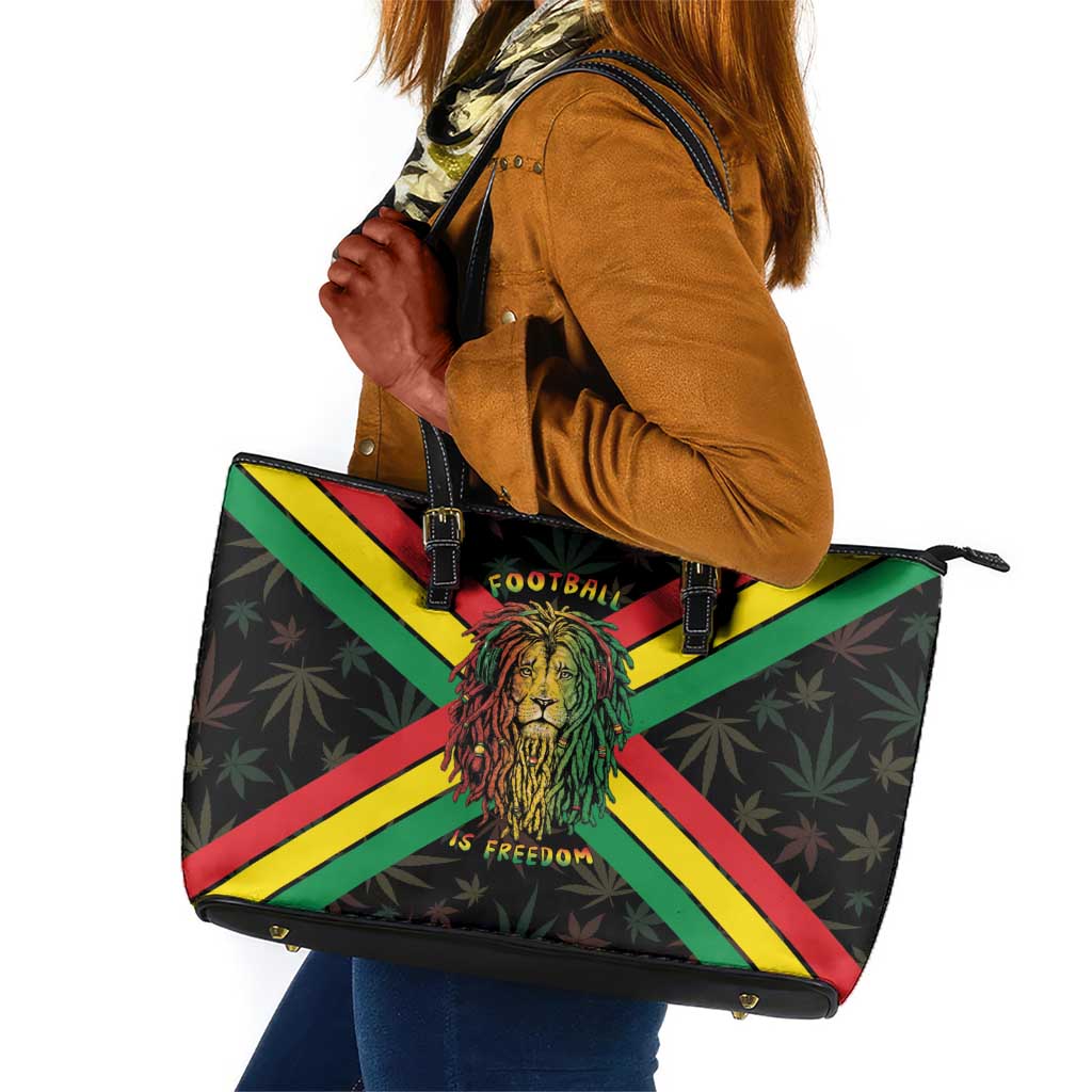 Legend Reggae Marley Football Leather Tote Bag Rasta Lion