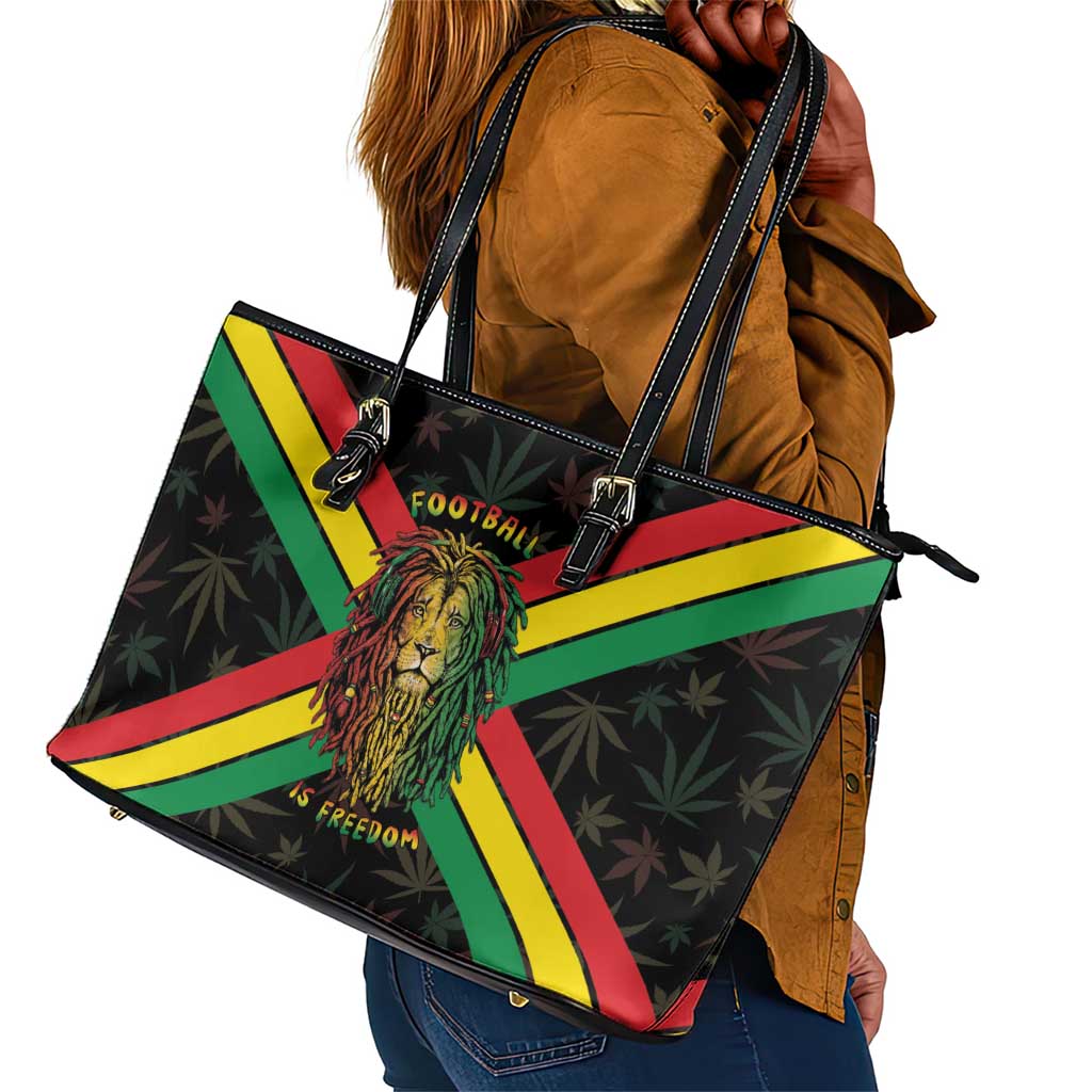 Legend Reggae Marley Football Leather Tote Bag Rasta Lion