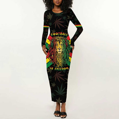 Legend Reggae Marley Football Long Sleeve Bodycon Dress Rasta Lion