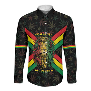 Legend Reggae Marley Football Long Sleeve Button Shirt Rasta Lion