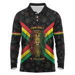 Legend Reggae Marley Football Long Sleeve Polo Shirt Rasta Lion