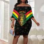 Legend Reggae Marley Football Off Shoulder Short Dress Rasta Lion