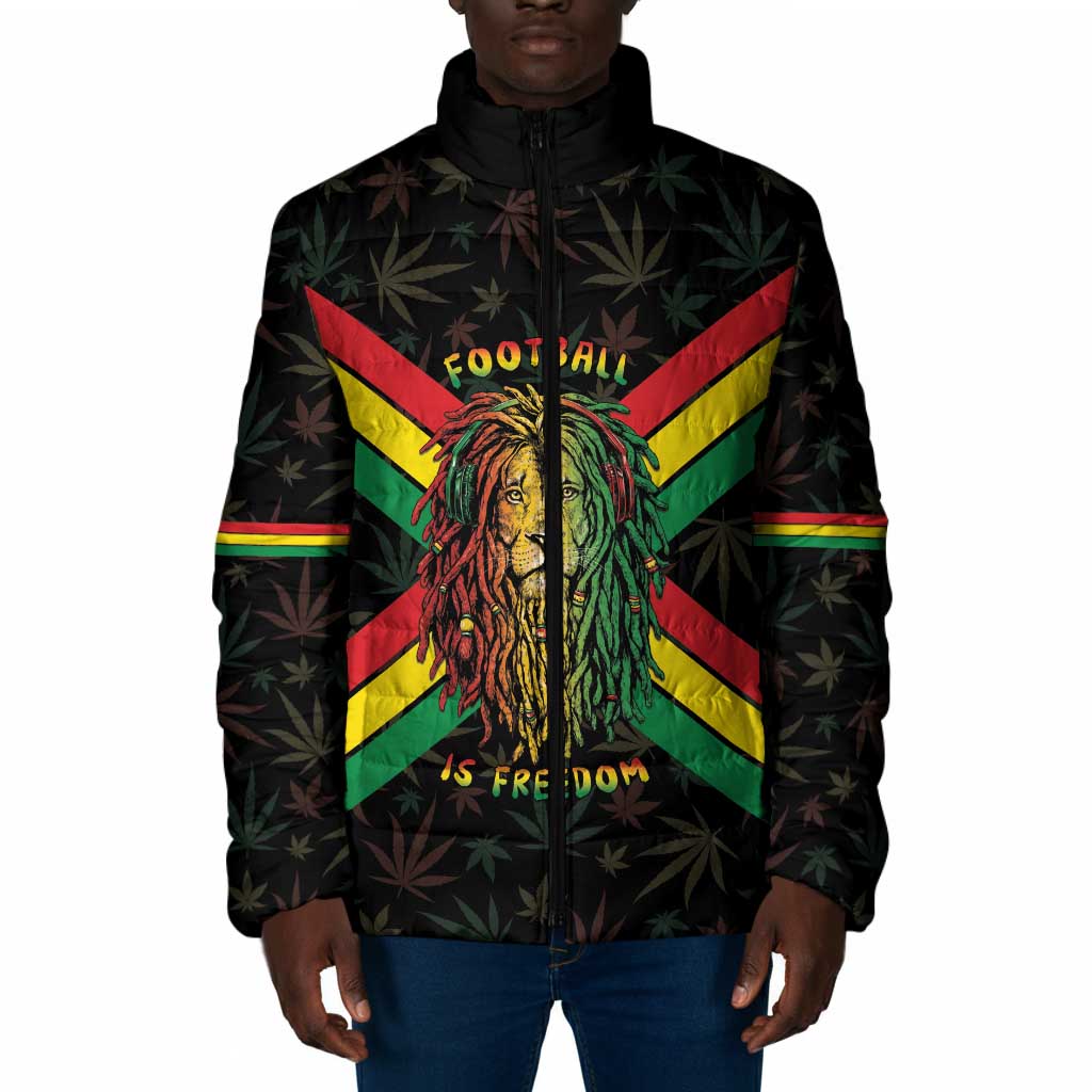 Legend Reggae Marley Football Padded Jacket Rasta Lion