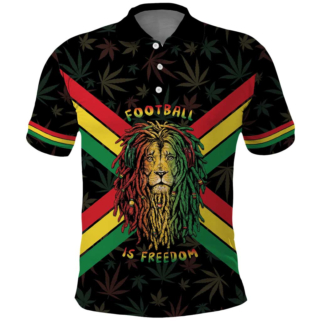 Legend Reggae Marley Football Polo Shirt Rasta Lion