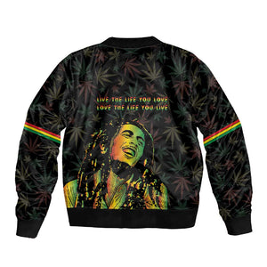 Legend Reggae Marley Football Sleeve Zip Bomber Jacket Rasta Lion