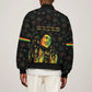 Legend Reggae Marley Football Sleeve Zip Bomber Jacket Rasta Lion
