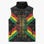 Legend Reggae Marley Football Sleeveless Puffer Jacket Rasta Lion