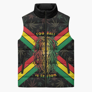 Legend Reggae Marley Football Sleeveless Puffer Jacket Rasta Lion