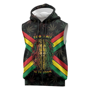 Legend Reggae Marley Football Sleeveless Zip Hoodie Rasta Lion