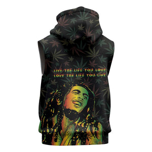 Legend Reggae Marley Football Sleeveless Zip Hoodie Rasta Lion