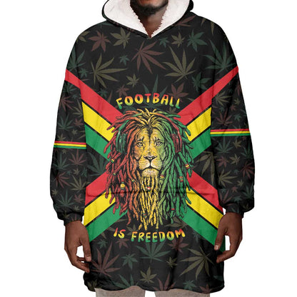 Legend Reggae Marley Football Wearable Blanket Hoodie Rasta Lion
