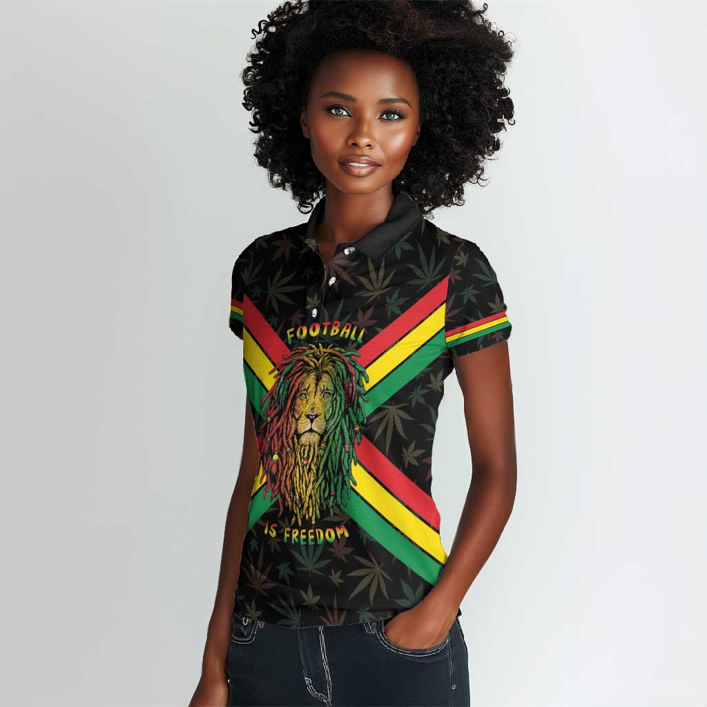 Legend Reggae Marley Football Women Polo Shirt Rasta Lion