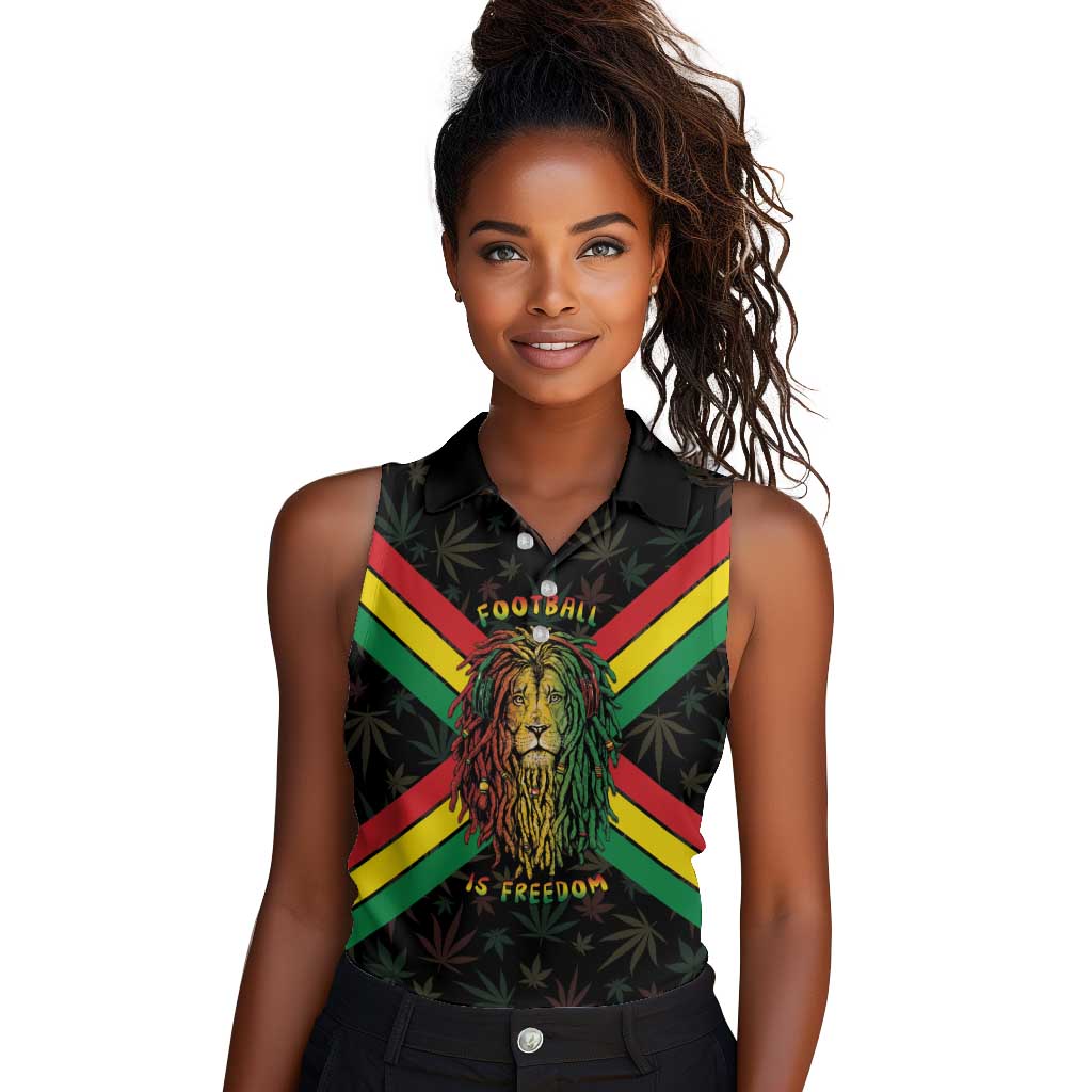 Legend Reggae Marley Football Women Sleeveless Polo Shirt Rasta Lion