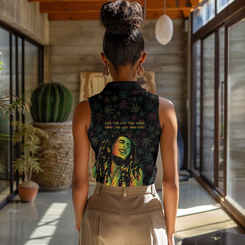 Legend Reggae Marley Football Women Sleeveless Polo Shirt Rasta Lion
