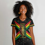 Legend Reggae Marley Football Women V-Neck T-Shirt Rasta Lion