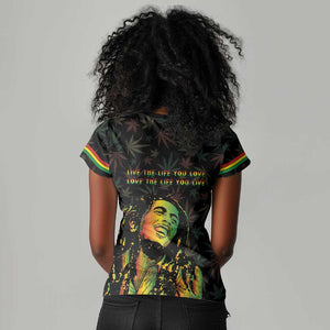 Legend Reggae Marley Football Women V-Neck T-Shirt Rasta Lion