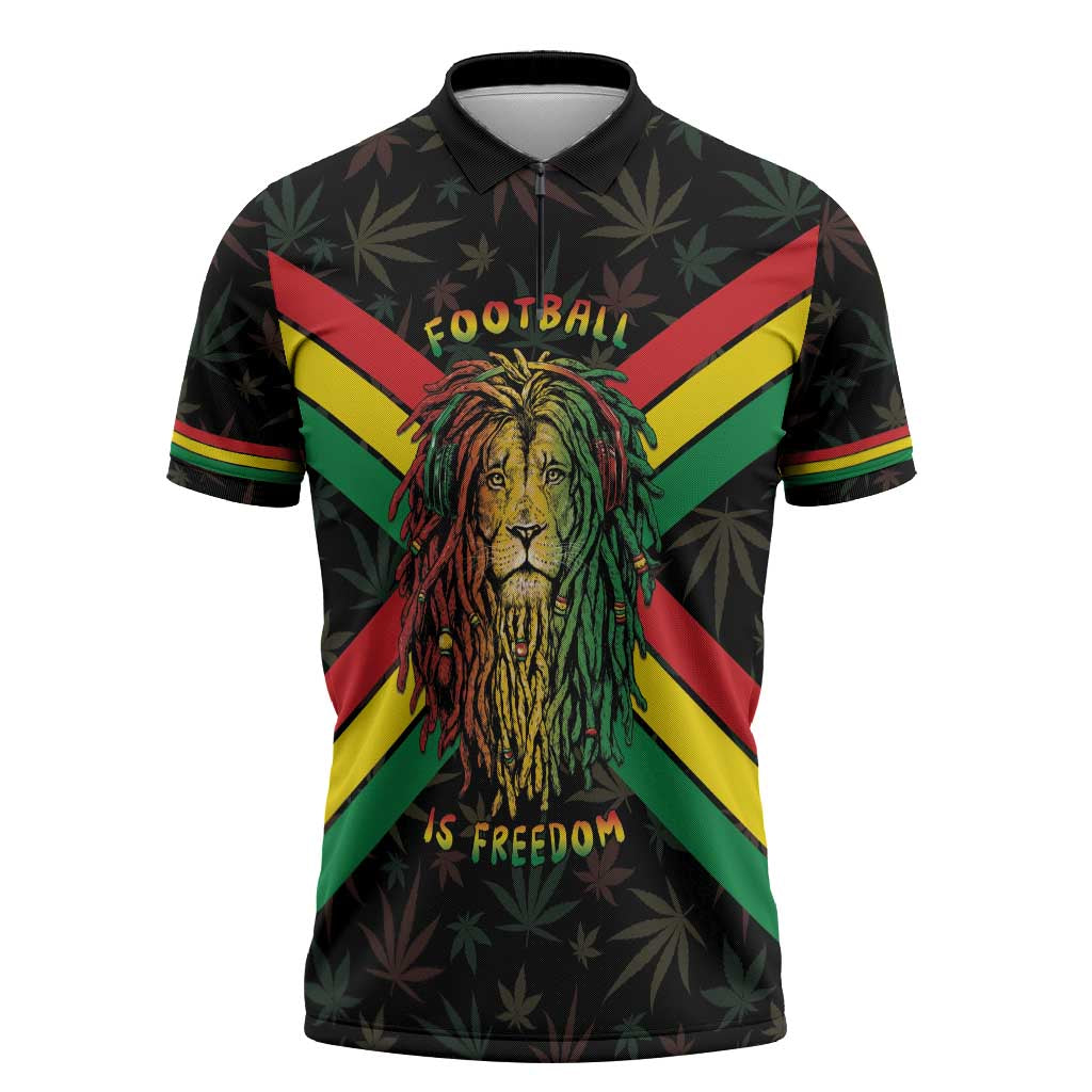 Legend Reggae Marley Football Zipper Polo Shirt Rasta Lion