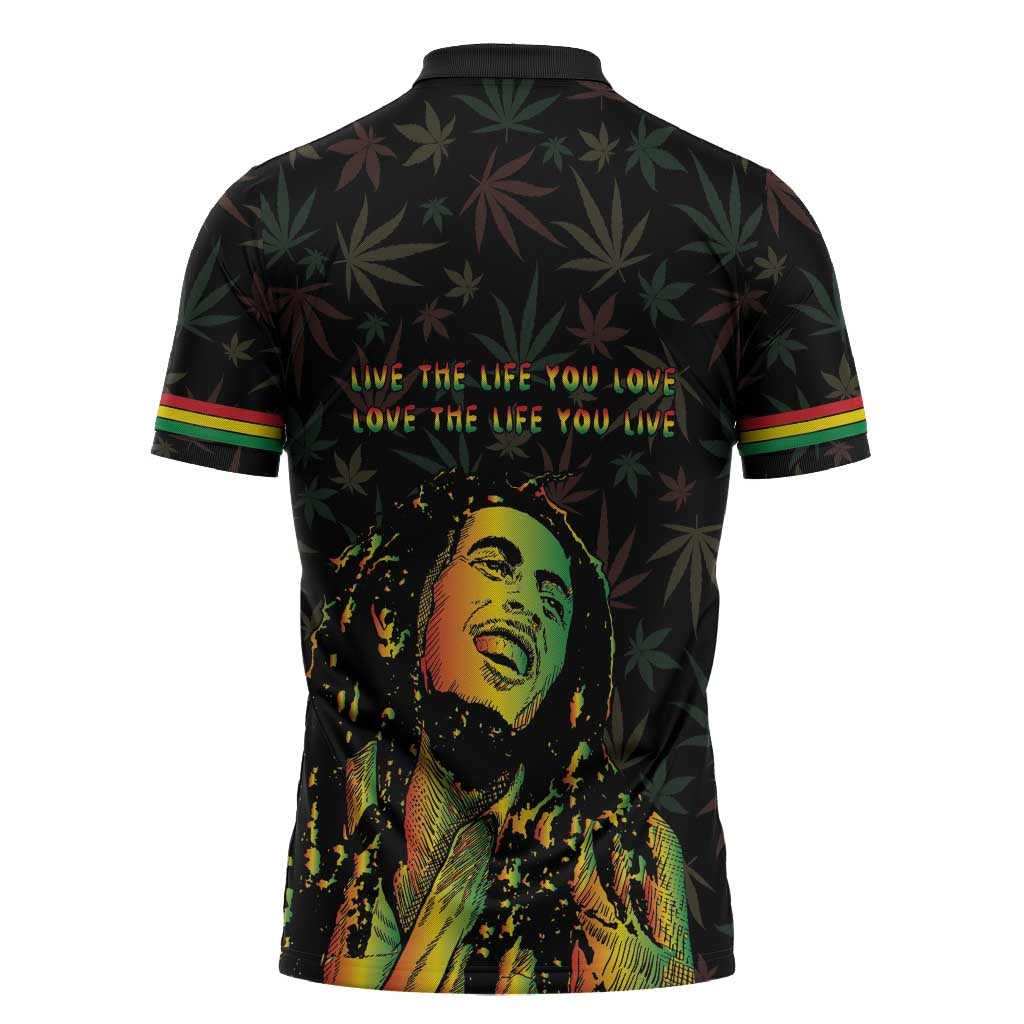 Legend Reggae Marley Football Zipper Polo Shirt Rasta Lion