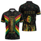 Legend Reggae Marley Football Zipper Polo Shirt Rasta Lion
