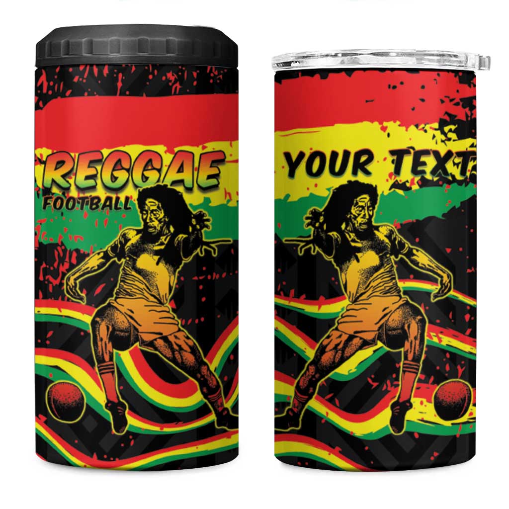 Personalized Reggae Legend Bob Football 4 in 1 Can Cooler Tumbler Grunge Style