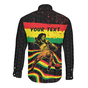 Personalized Reggae Legend Bob Football Long Sleeve Button Shirt Grunge Style