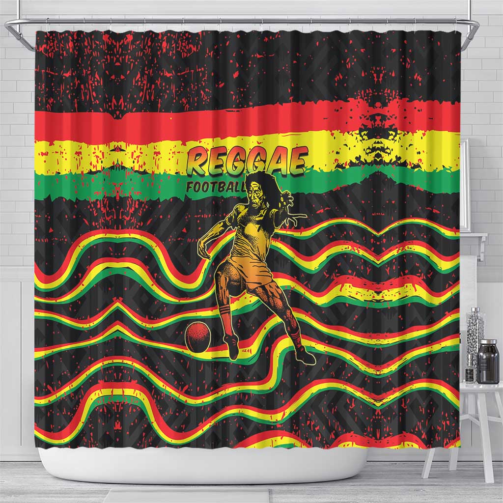 Reggae Legend Bob Football Shower Curtain Grunge Style