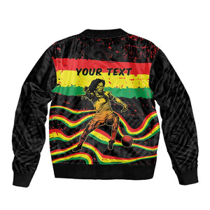 Personalized Reggae Legend Bob Football Sleeve Zip Bomber Jacket Grunge Style
