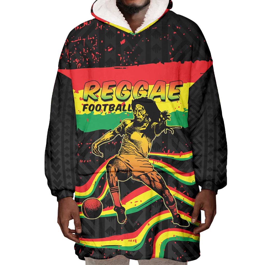 Personalized Reggae Legend Bob Football Wearable Blanket Hoodie Grunge Style