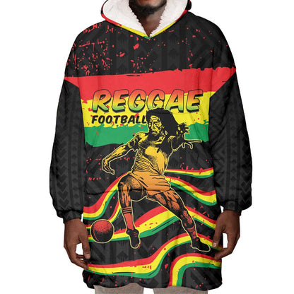 Personalized Reggae Legend Bob Football Wearable Blanket Hoodie Grunge Style