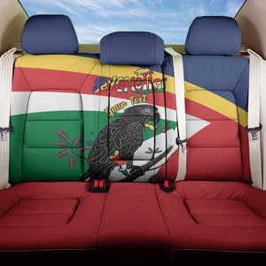 Personalized Happy Seychelles Independence Day Back Car Seat Cover Black Parrot Coat Of Arms