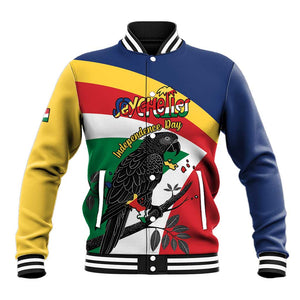 Personalized Happy Seychelles Independence Day Baseball Jacket Black Parrot Coat Of Arms