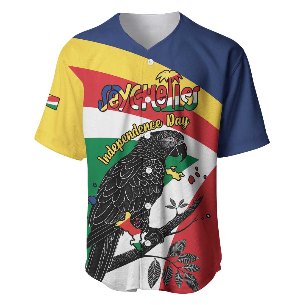 Personalized Happy Seychelles Independence Day Baseball Jersey Black Parrot Coat Of Arms