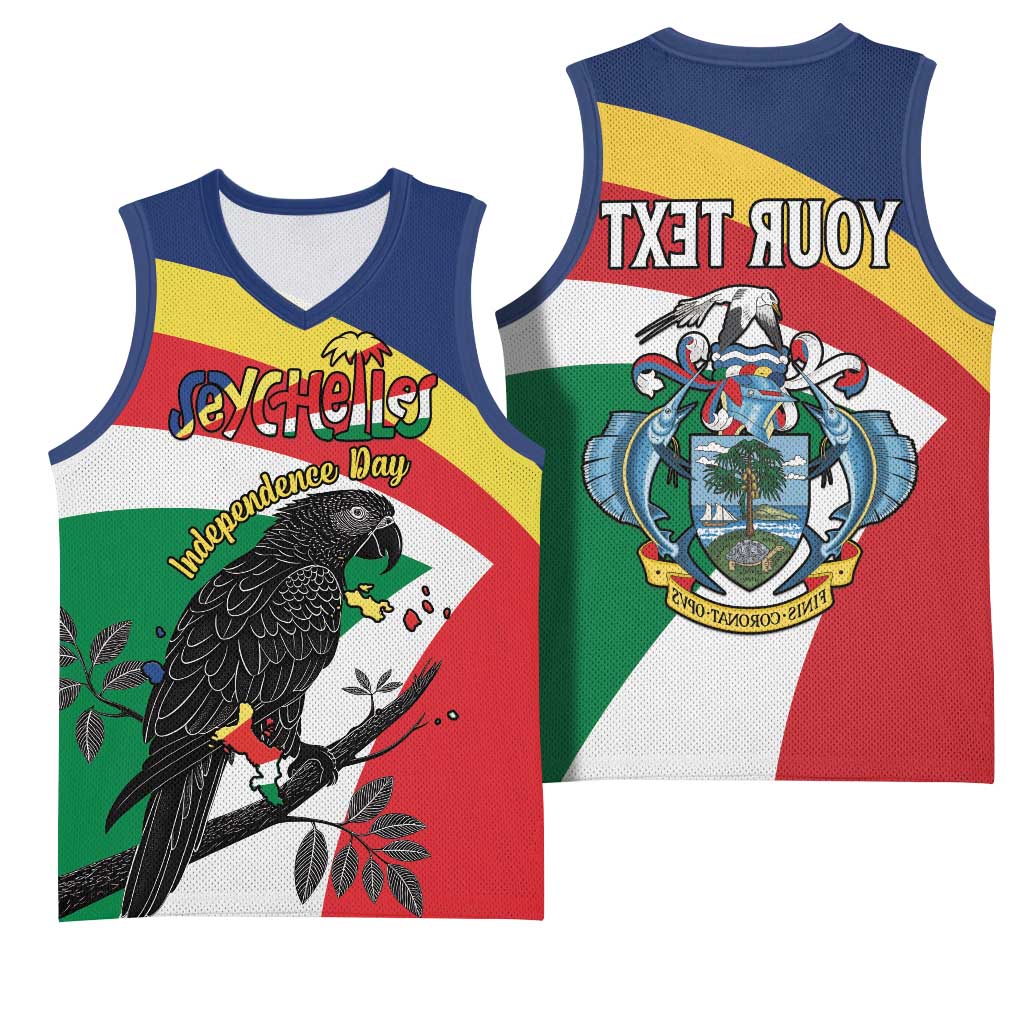Personalized Happy Seychelles Independence Day Basketball Jersey Black Parrot Coat Of Arms - African Pride