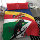 Personalized Happy Seychelles Independence Day Bedding Set Black Parrot Coat Of Arms