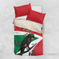 Personalized Happy Seychelles Independence Day Bedding Set Black Parrot Coat Of Arms