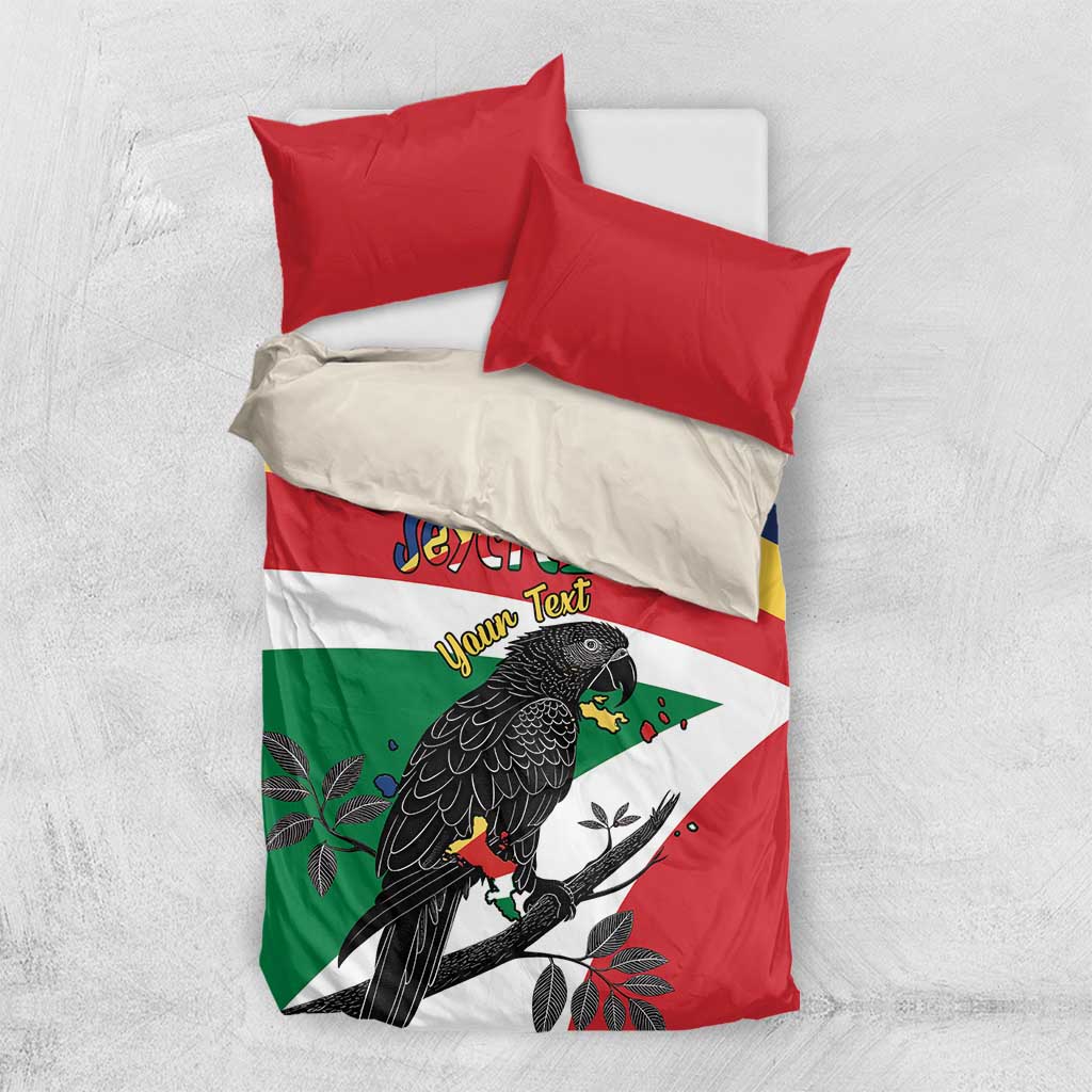 Personalized Happy Seychelles Independence Day Bedding Set Black Parrot Coat Of Arms