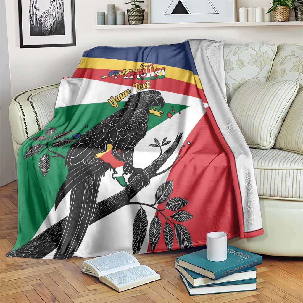 Personalized Happy Seychelles Independence Day Blanket Black Parrot Coat Of Arms