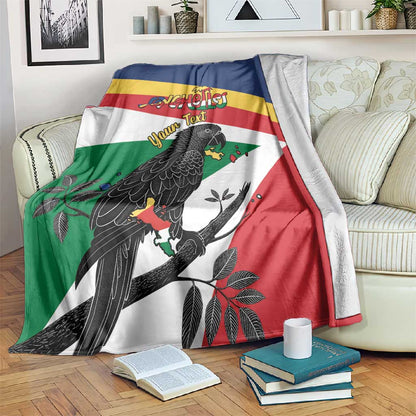 Personalized Happy Seychelles Independence Day Blanket Black Parrot Coat Of Arms