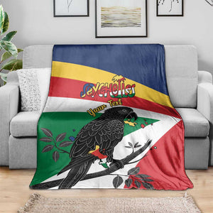 Personalized Happy Seychelles Independence Day Blanket Black Parrot Coat Of Arms