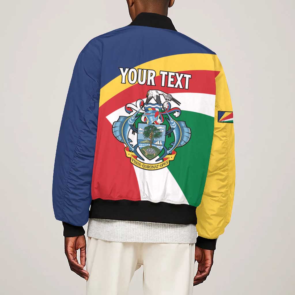 Personalized Happy Seychelles Independence Day Bomber Jacket Black Parrot Coat Of Arms