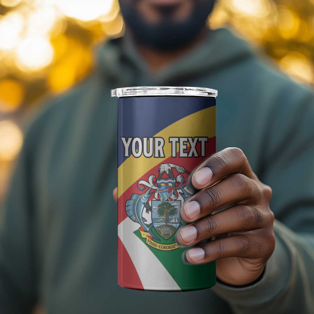 Personalized Happy Seychelles Independence Day 4 in 1 Can Cooler Tumbler Black Parrot Coat Of Arms