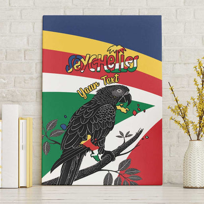 Personalized Happy Seychelles Independence Day Canvas Wall Art Black Parrot Coat Of Arms