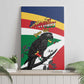 Personalized Happy Seychelles Independence Day Canvas Wall Art Black Parrot Coat Of Arms