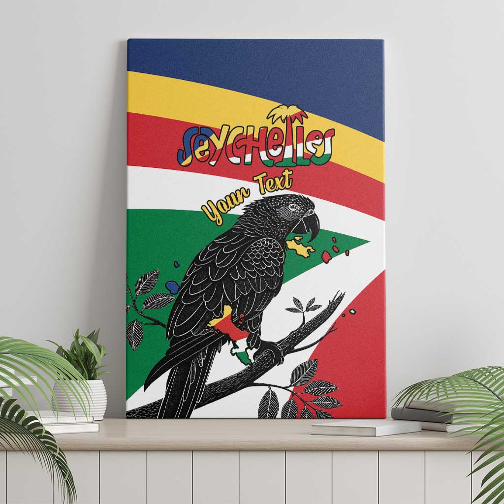 Personalized Happy Seychelles Independence Day Canvas Wall Art Black Parrot Coat Of Arms