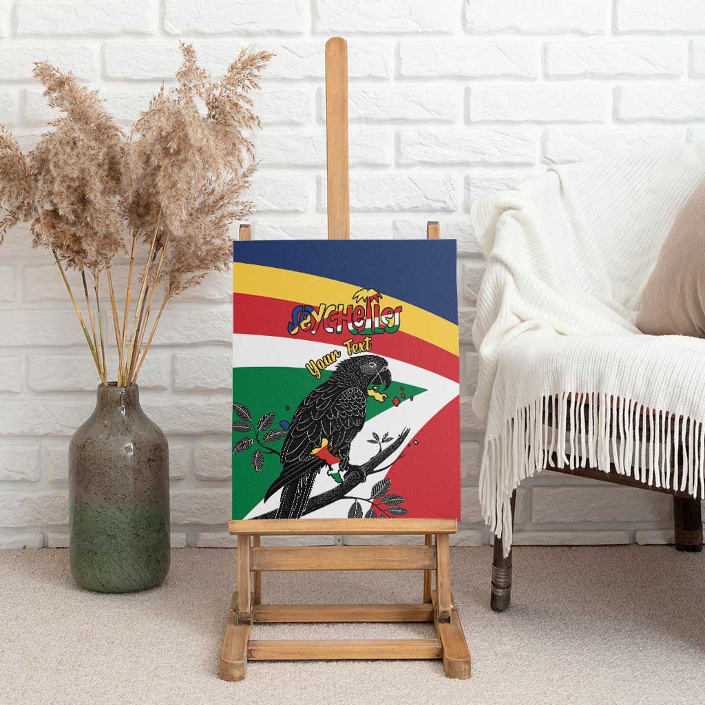 Personalized Happy Seychelles Independence Day Canvas Wall Art Black Parrot Coat Of Arms