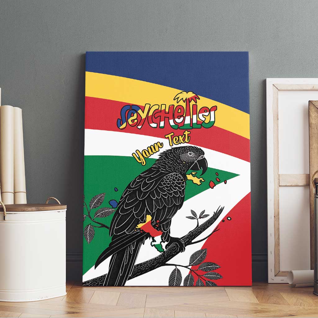 Personalized Happy Seychelles Independence Day Canvas Wall Art Black Parrot Coat Of Arms