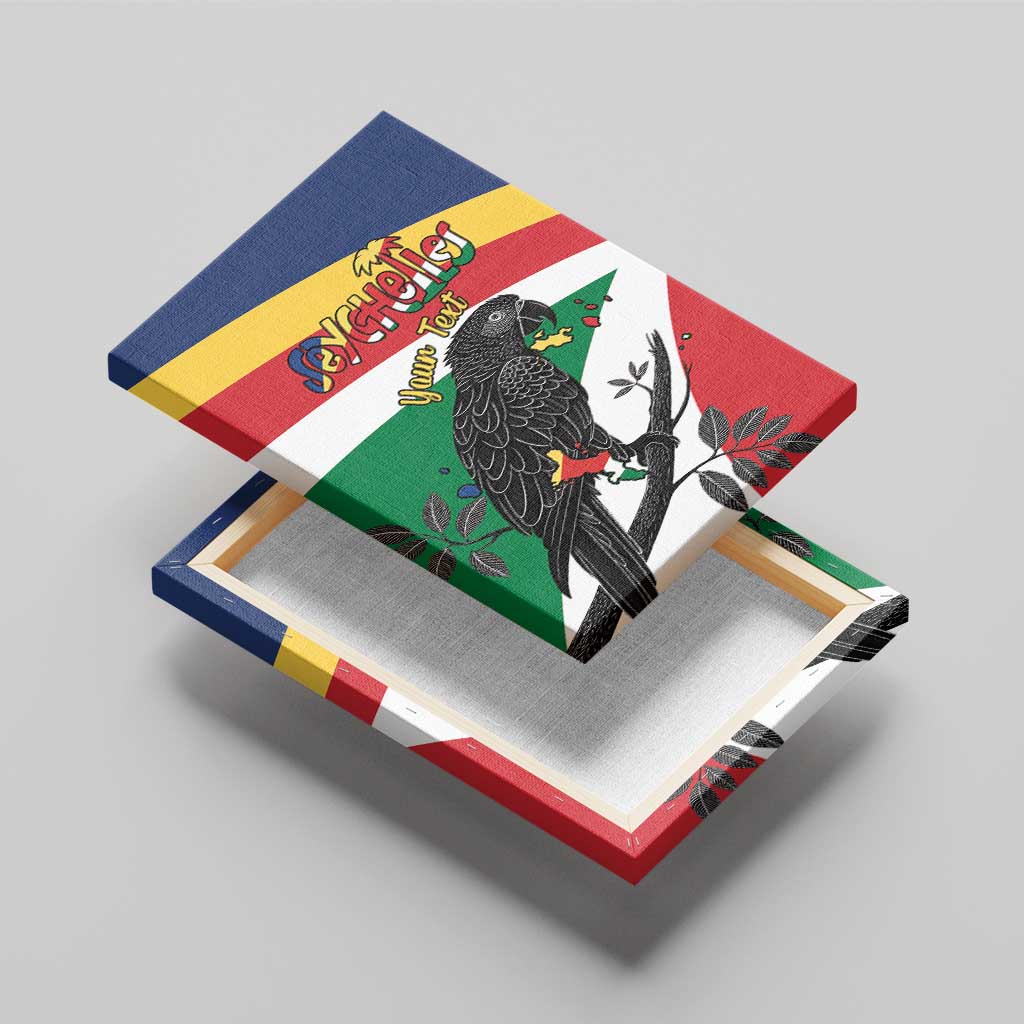 Personalized Happy Seychelles Independence Day Canvas Wall Art Black Parrot Coat Of Arms