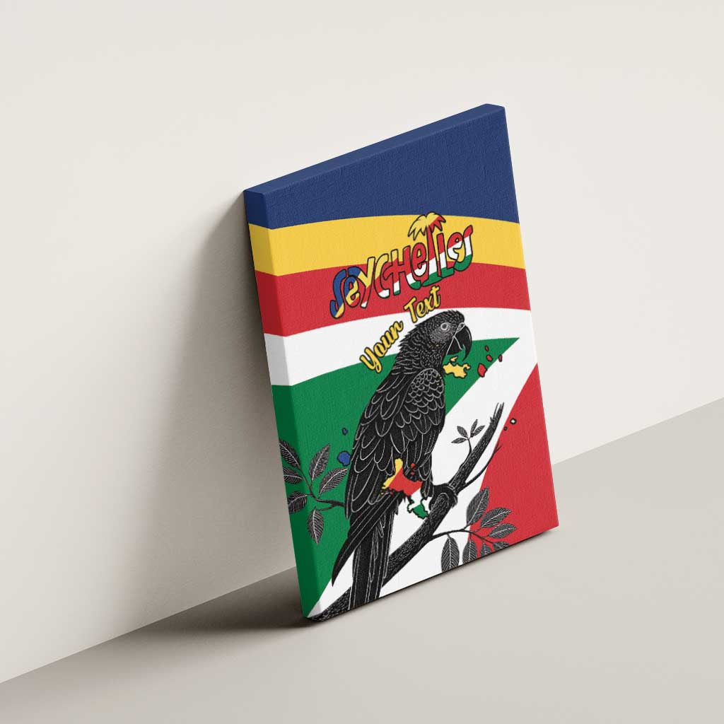 Personalized Happy Seychelles Independence Day Canvas Wall Art Black Parrot Coat Of Arms